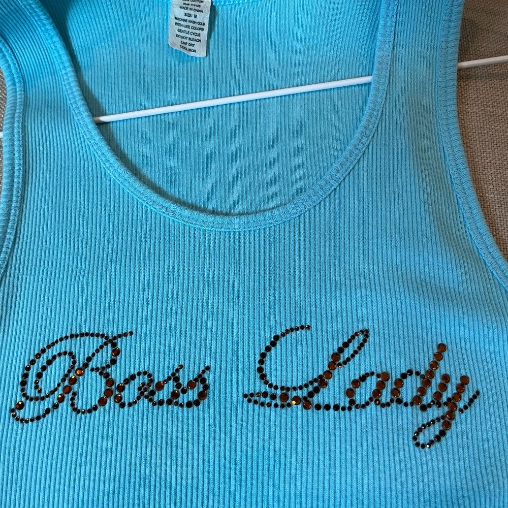 Boss Lady Ribbed Tank Top with Rhinestones Size M - Picture 4 of 4